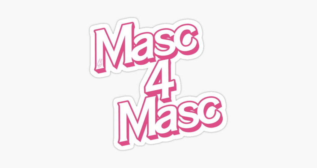 Pink outlined text in bold font reads "Masc 4 Masc" on a white background.