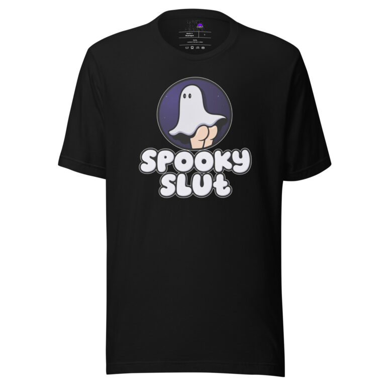 Spooky Slut t-shirt with a cheeky ghost showing its butt, funny gay Halloween tee