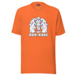 BOO-KAKE t-shirt with a group of cartoon ghosts, funny adult gay Halloween tee